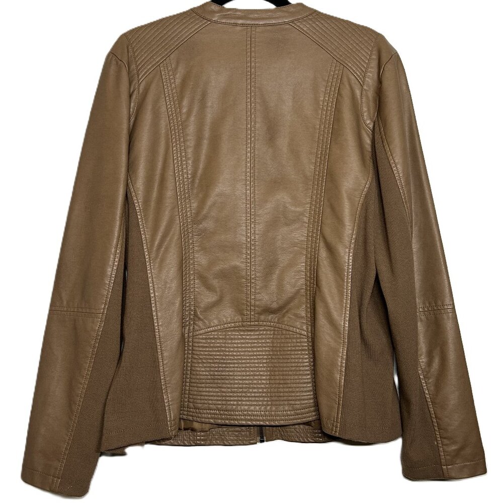 Sebby Collection Women's Faux Leather Jacket with Moto Details Front Zip Size XL - Picture 8 of 16